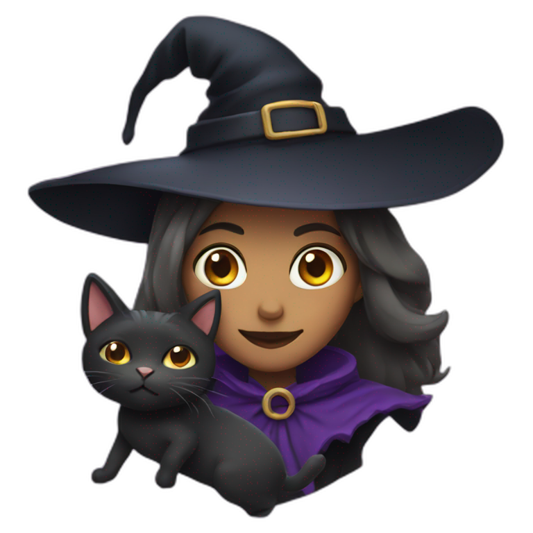 A witch and a cat emoji