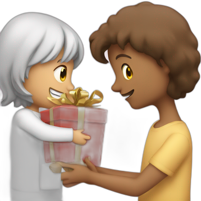 A person is giving gift to another person emoji