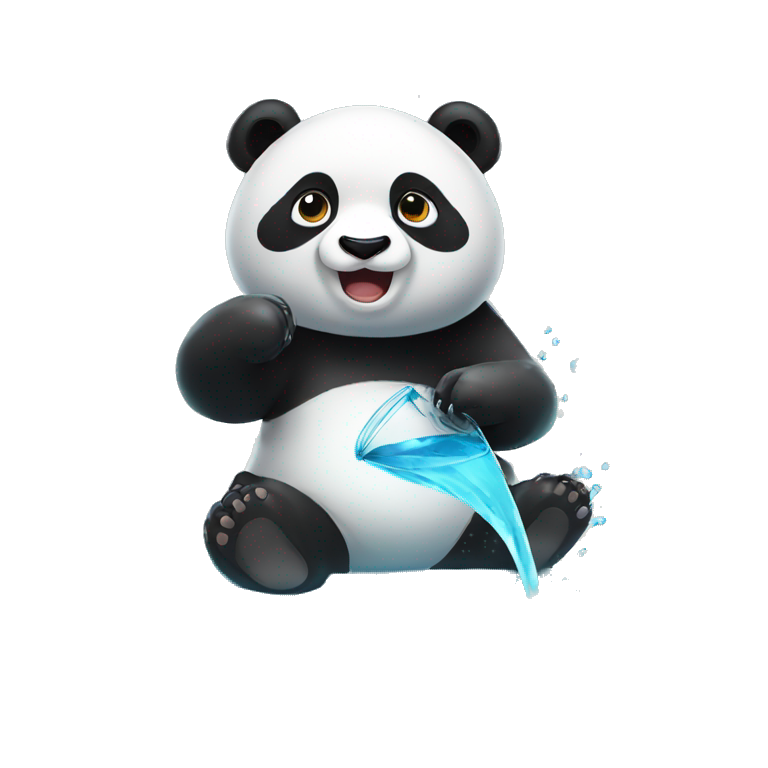 Panda play with water emoji