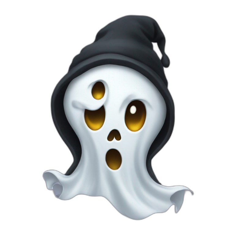 Spooky Ghost wearing a black beanie emoji