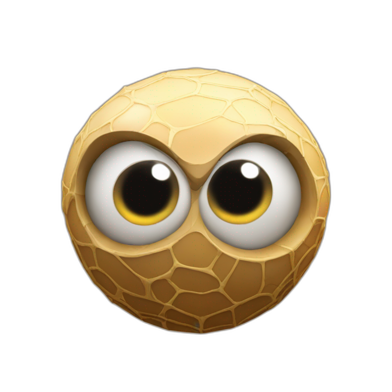 3d sphere with a cartoon Cave Spider skin texture with big feminine eyes emoji