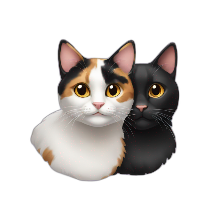 calico cat and black cat emoji