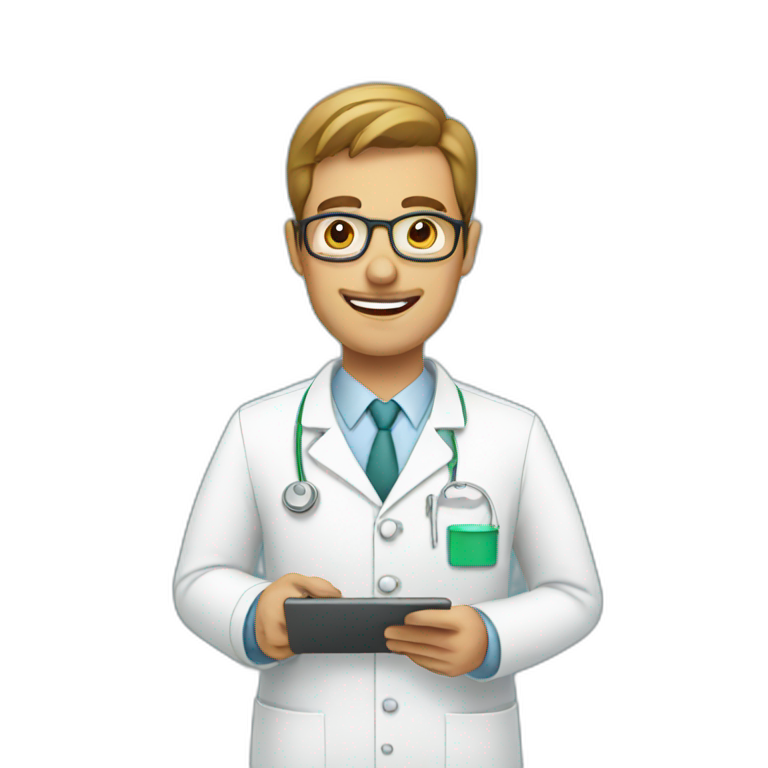 pharmacist with tablet emoji