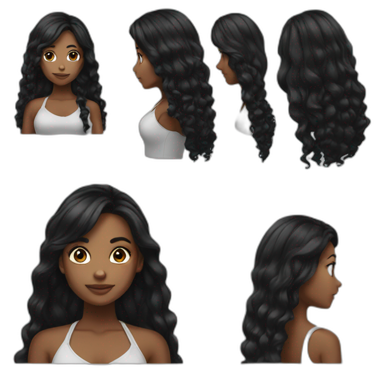 Black girl long black hair emoji