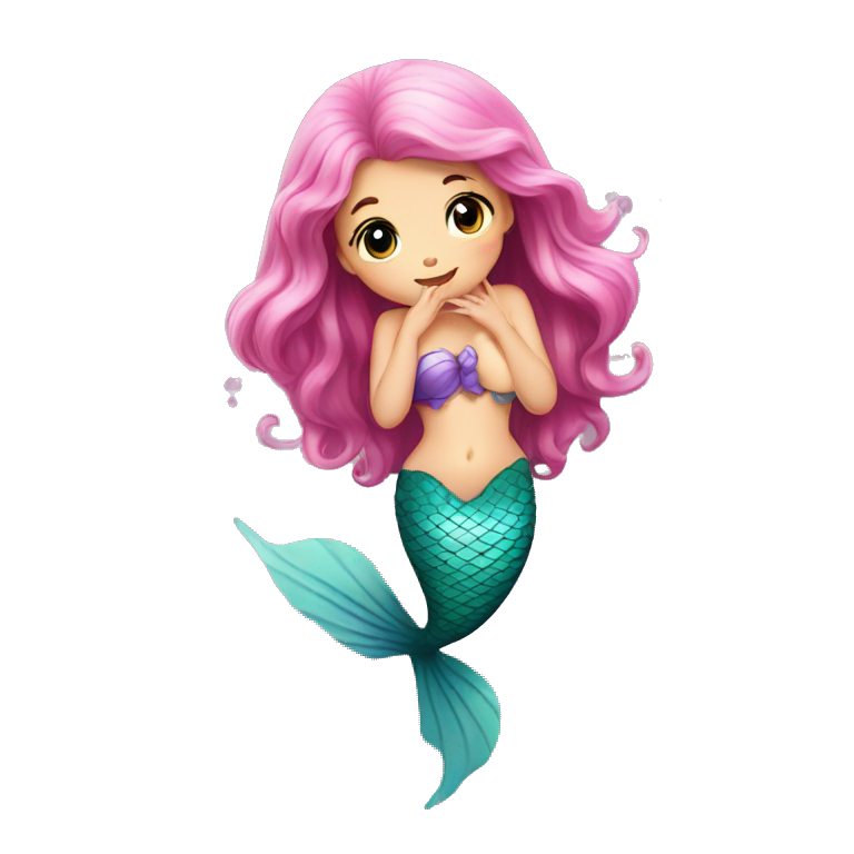 little cute mermaid give kiss emoji