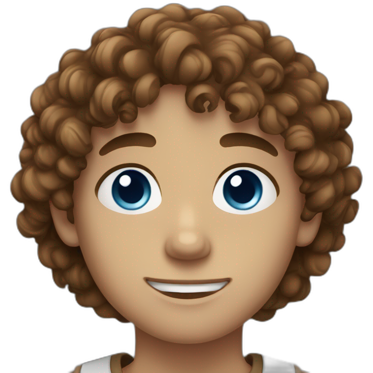 boy brown loose curly hair and blue eyes emoji