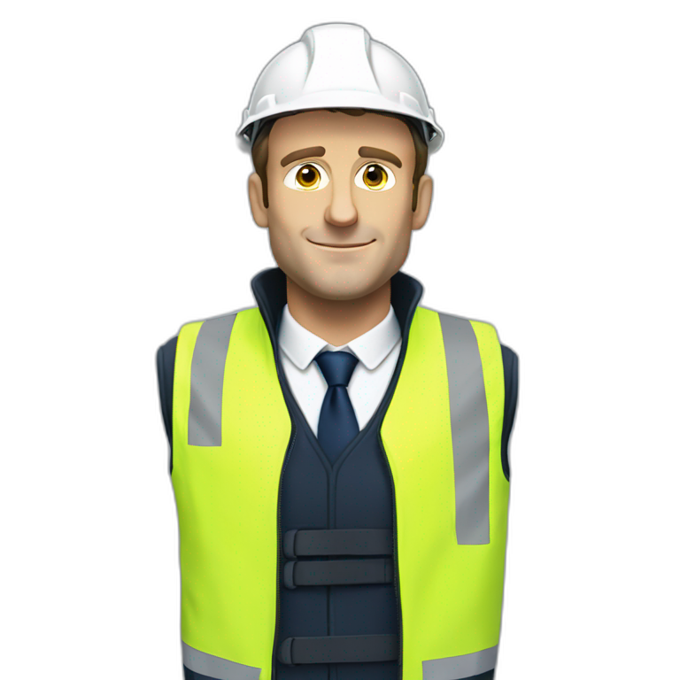 Emmanuel Macron wearing yellow safety vest without hat emoji