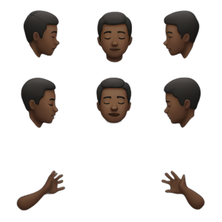 black man looking to the sky closed eyes and hands open emoji