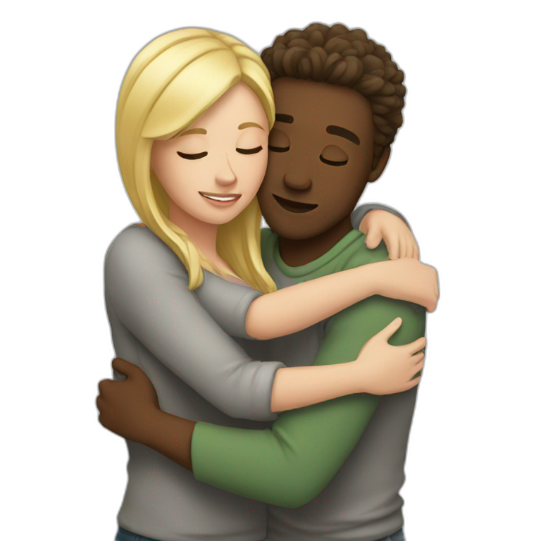 White couple huging emoji