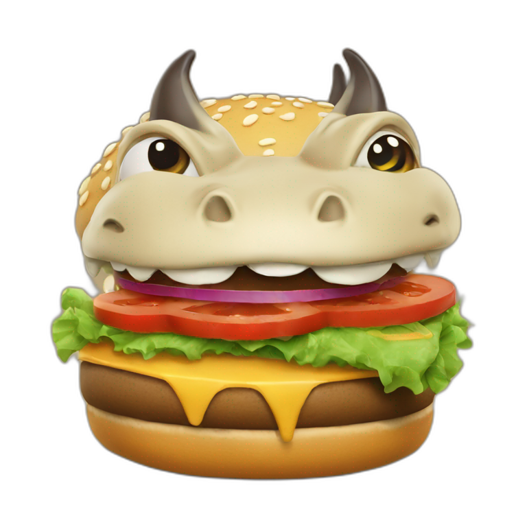 Dragon qui mange un burger emoji