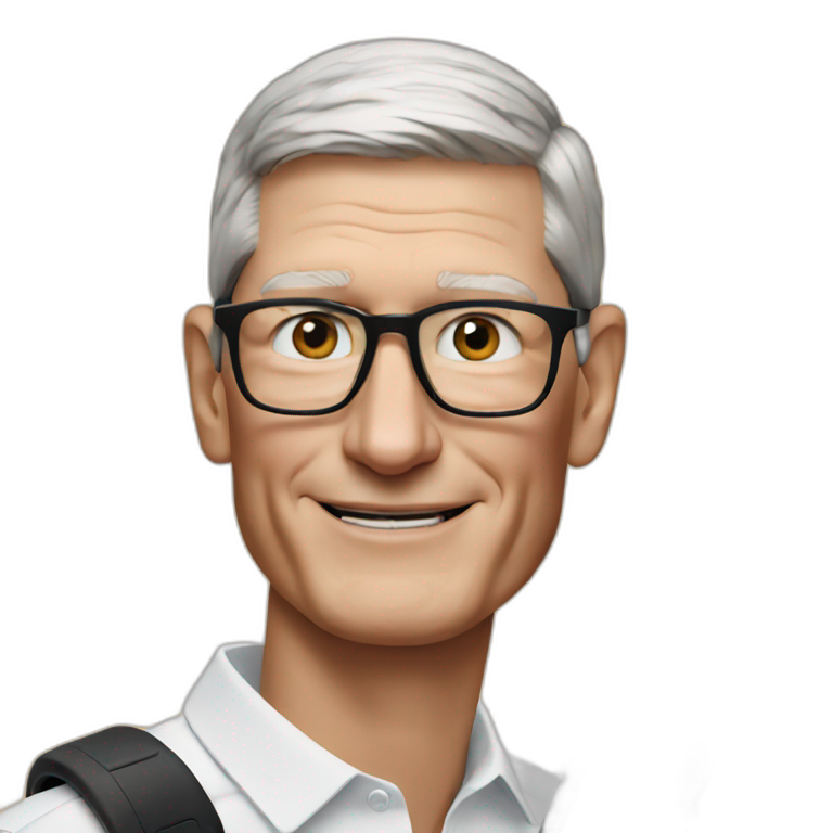 Tim Cook with AirPods, iPhone, Apple Watch  emoji