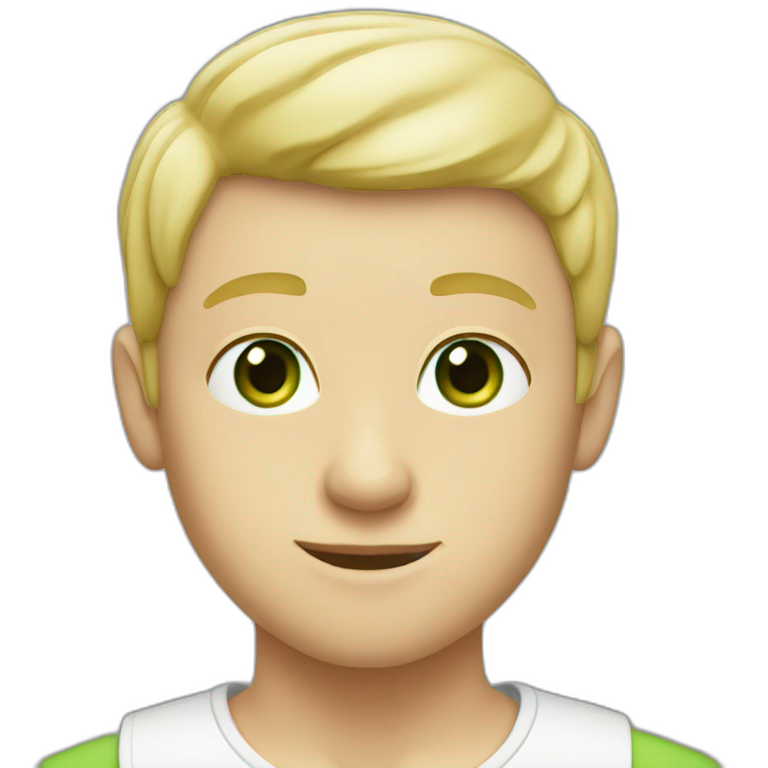 Blonde boy with cap and green eyes half bald emoji