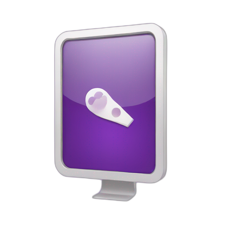 a mouse pointer on a screen over a purple rectangle emoji