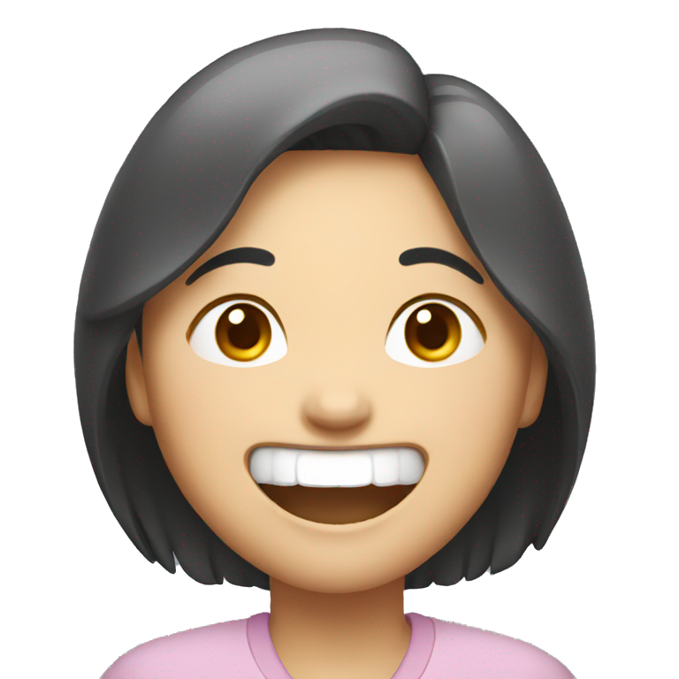 Asian woman laughing hard emoji