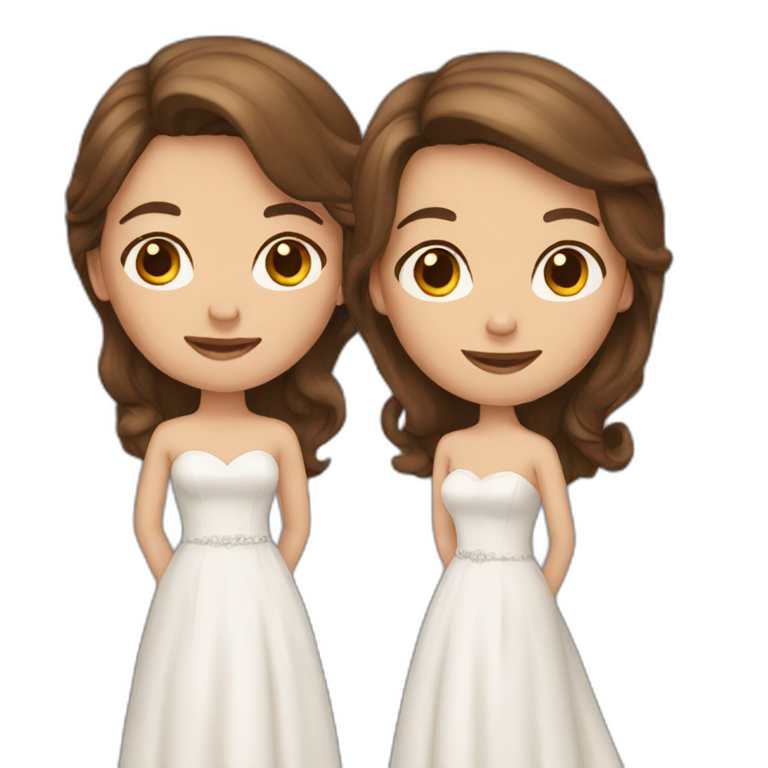 Two women with brown hair married emoji