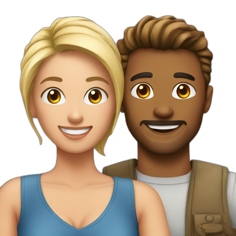 A selfie of a couple  emoji