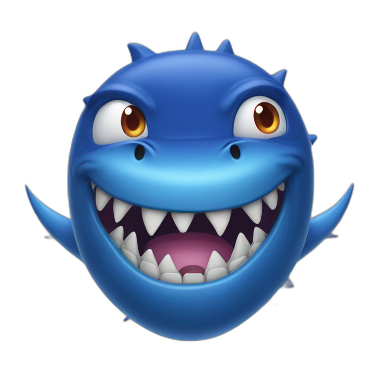 blue monster with sharp shark teeth  emoji