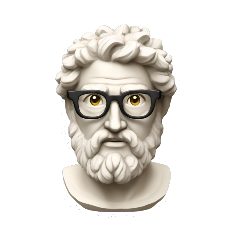 Ancient Greek King Odysseus Statue Face Only, Nerd, Glasses, Off-white, No color emoji