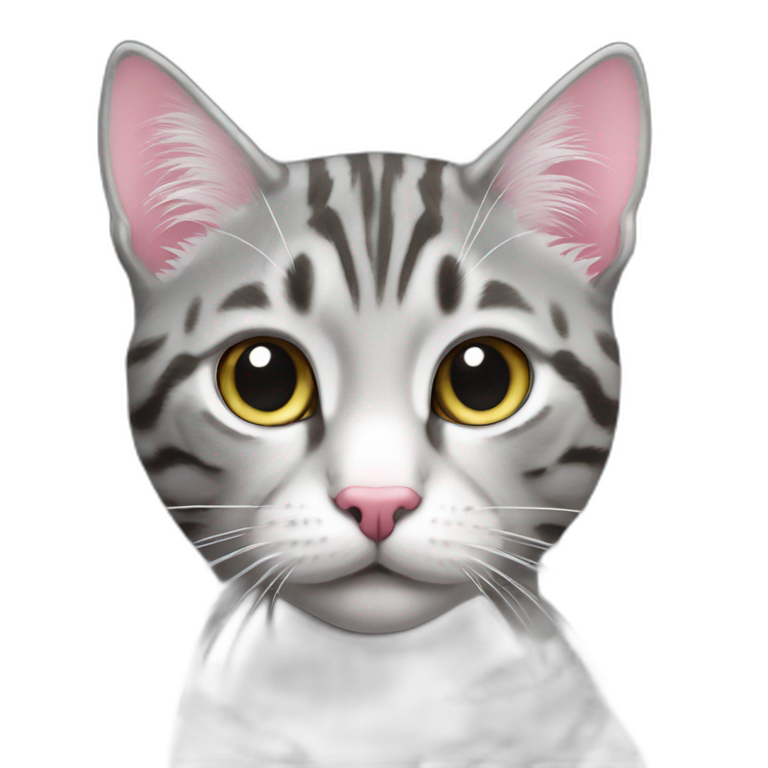 silver tabby low contrast cat with pink nose and white spot emoji