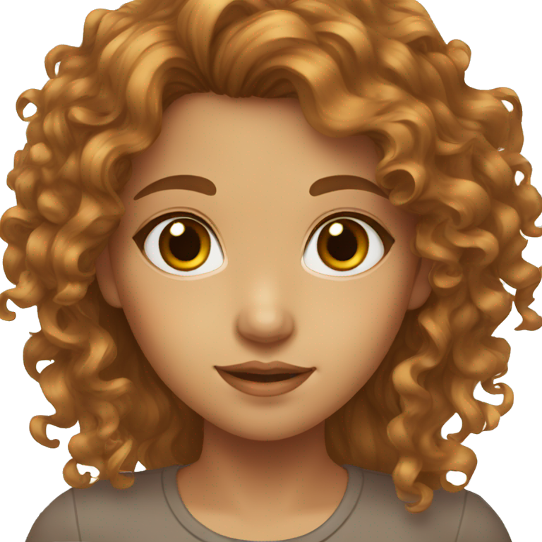 A girl with long brown curly hair ans hazel eyes emoji