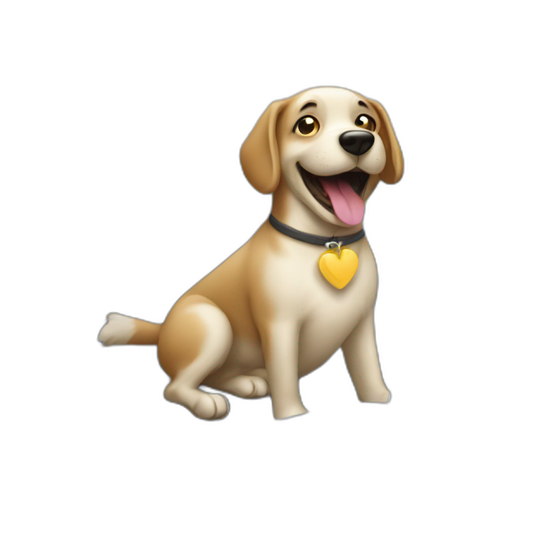 happy dog playing laptop on couch emoji
