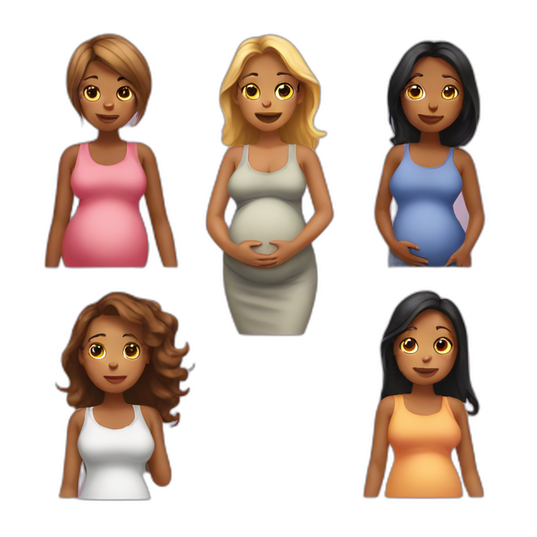 One girl around her pregnant friends emoji