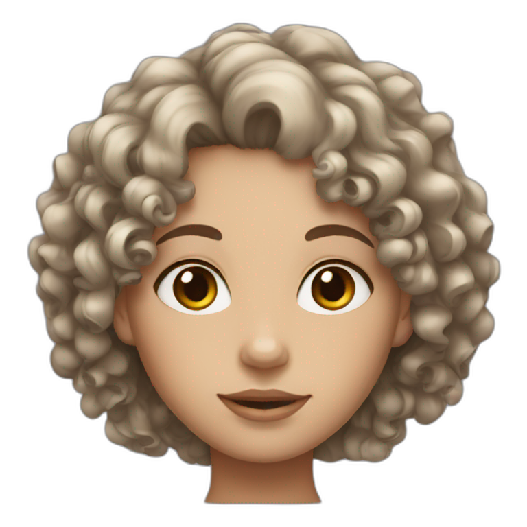 Girl with curly hair with white skin emoji