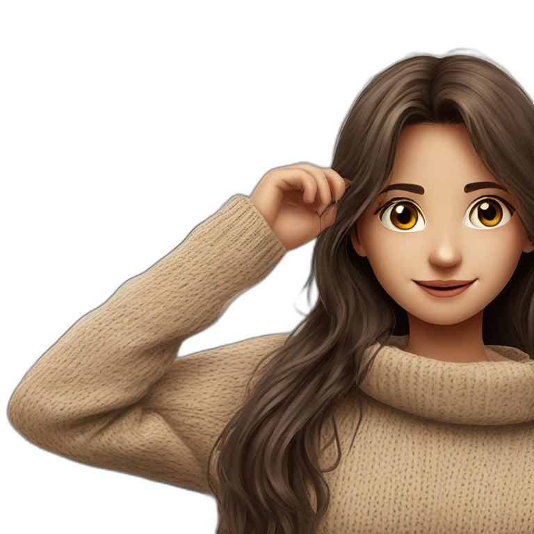 happy girl in brown sweater emoji
