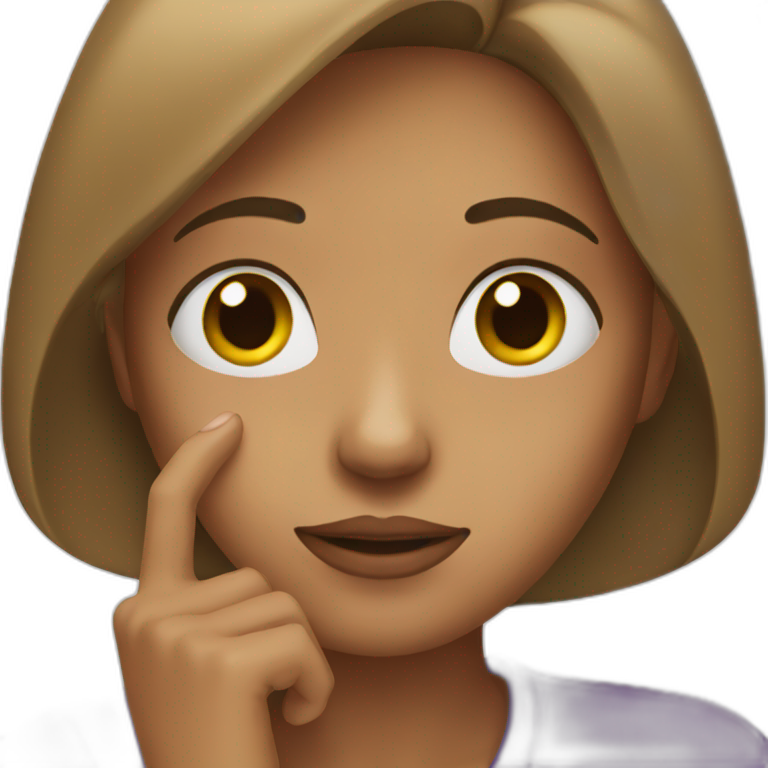 Woman touch her chin with hand emoji