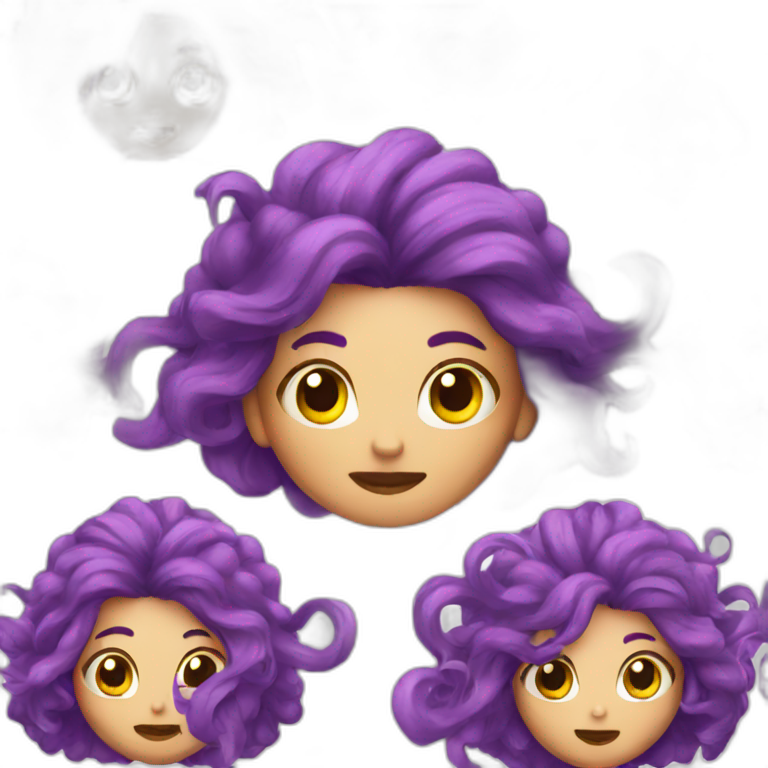 Purple hair girl with virus emoji
