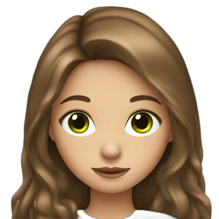 Girl with brown long hair and green eyes emoji