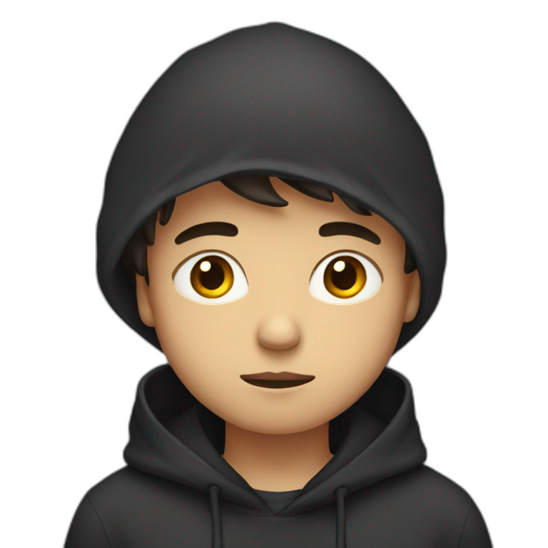 Sad boy with black hoodie emoji