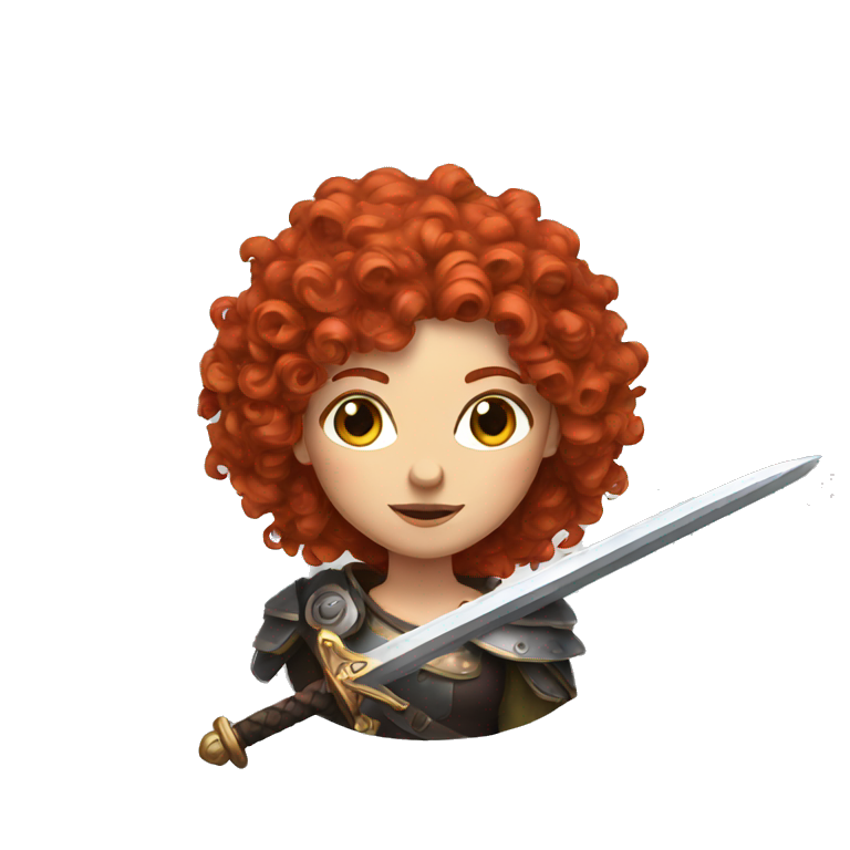 woman, curly red hair, sword emoji
