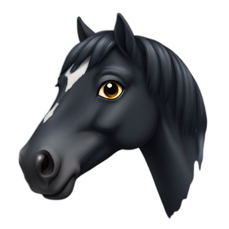 one eyed black horse face emoji