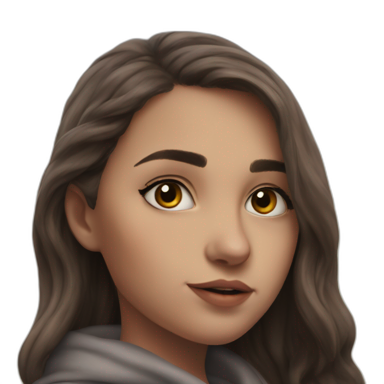 serene brown-haired girl portrait emoji