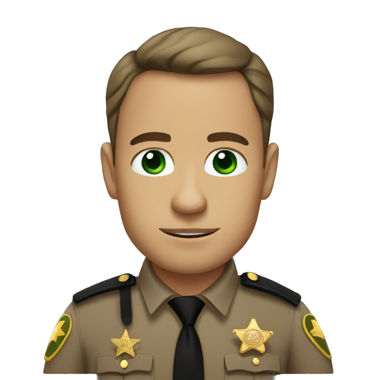 Undersheriff with middle part hair and green eye emoji