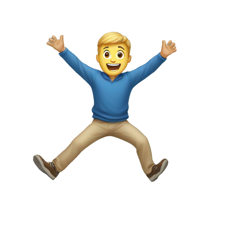 a white man jumping celebrating emoji