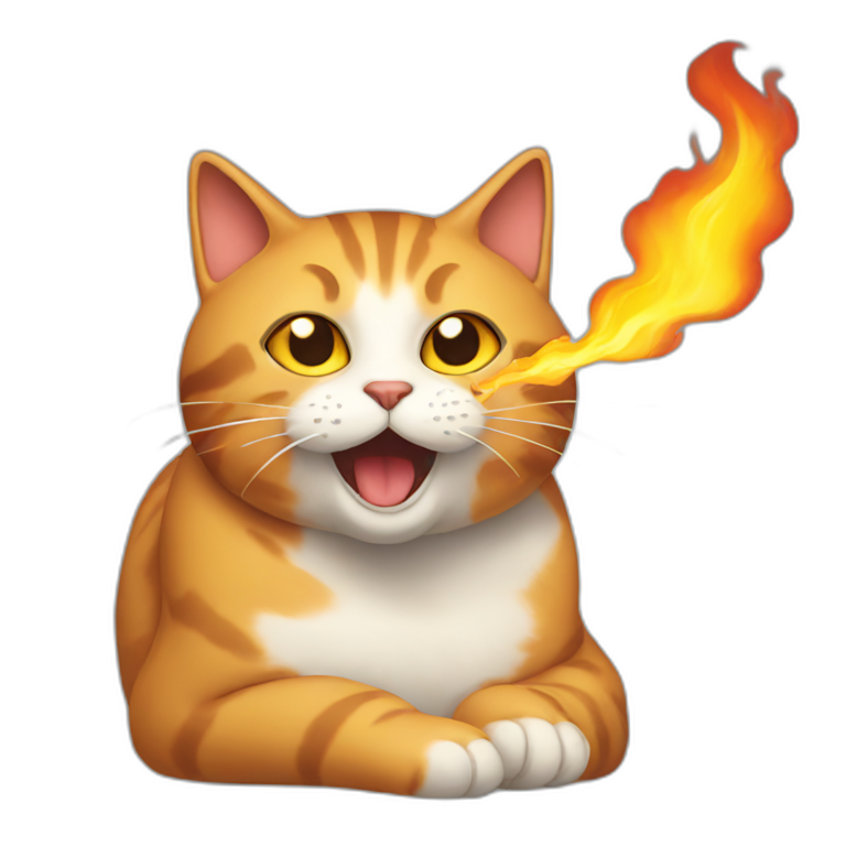 cat breathing fire emoji