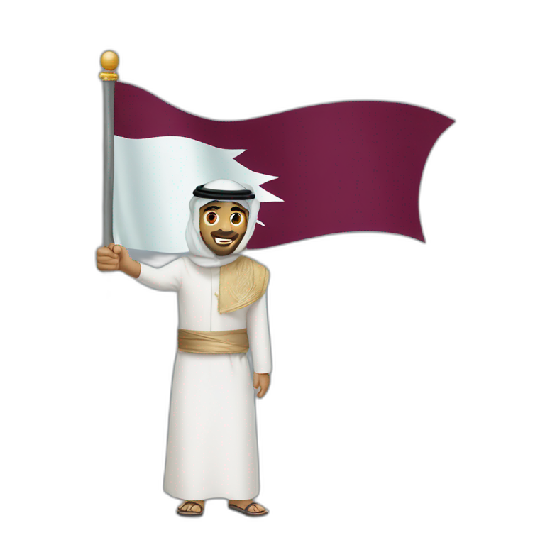 Arabic men holding Qatar flag emoji