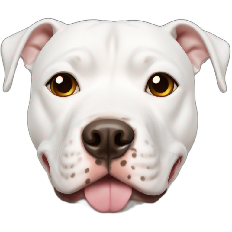 white pitbull dog with one brown spot in the face emoji