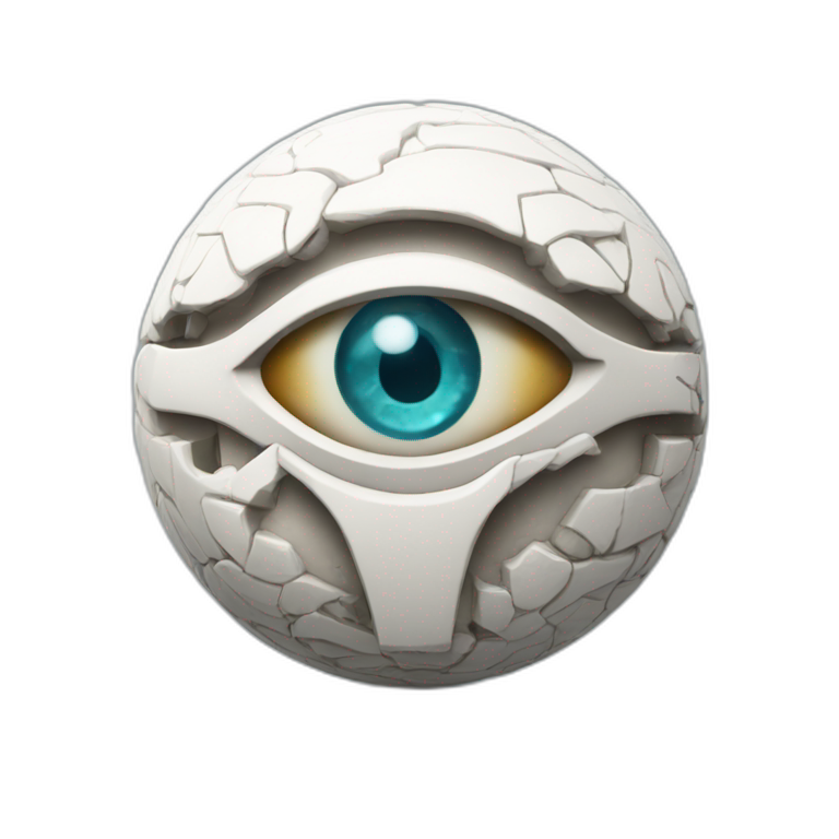 3d sphere with a cartoon Snow Golem skin texture with Eye of Horus emoji