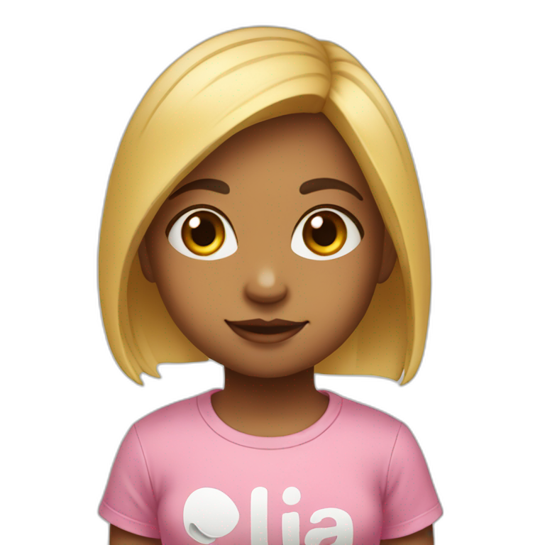 A cute little girl with a t-shirt says Lia emoji