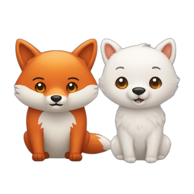 fox and white bear emoji