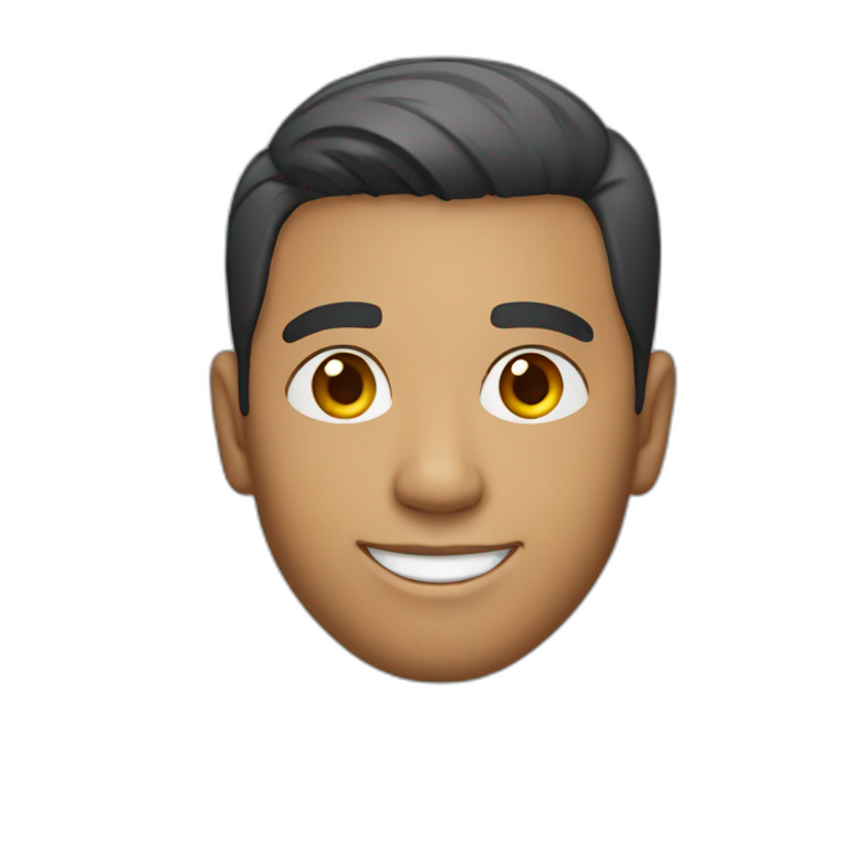 Light skin smiling indian guy with short middle part hair emoji
