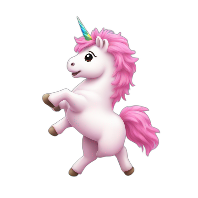 Pink fluffy unicorn dancing on a rainbow  emoji