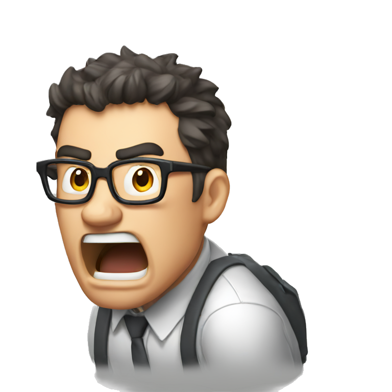 Angry nerd yelling at game emoji