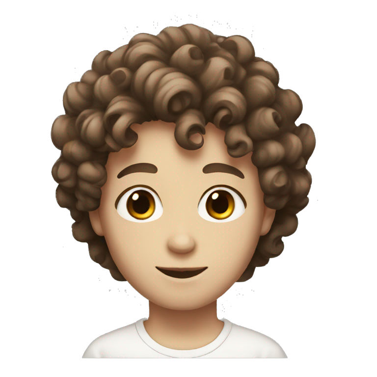 boy with brown eyes curly hair, white skin emoji