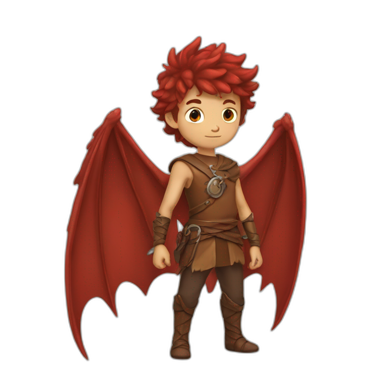 Boy Brave brown dragon red emoji