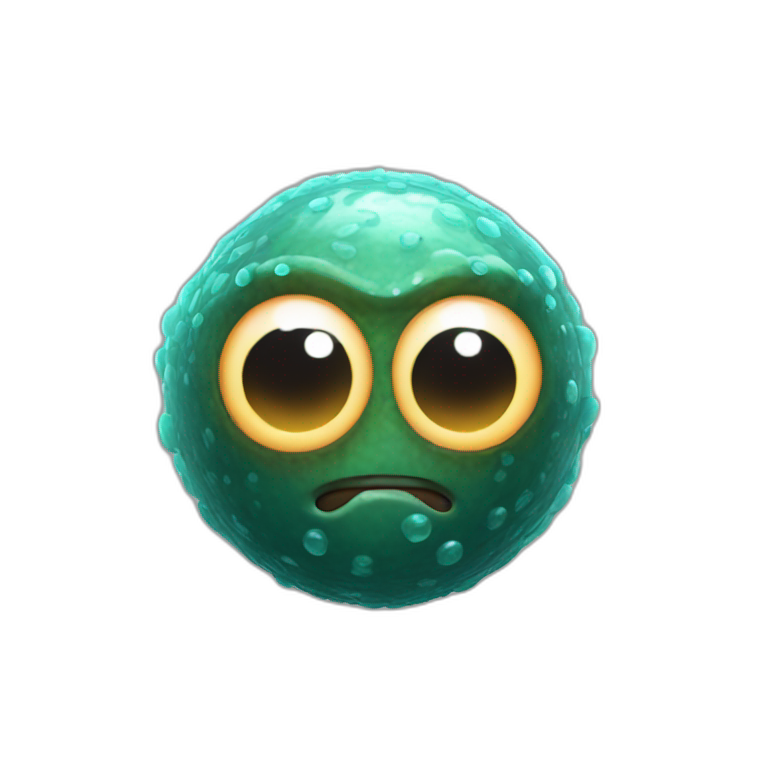 3d sphere with a cartoon Glow Squid skin texture with big courageous eyes emoji