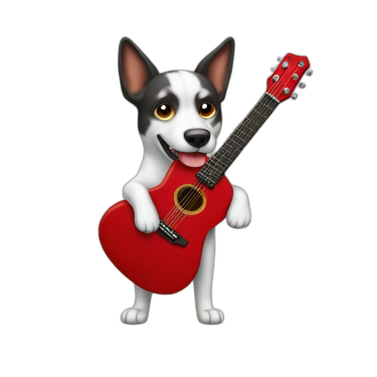 Dog with red guitar funny silly emoji